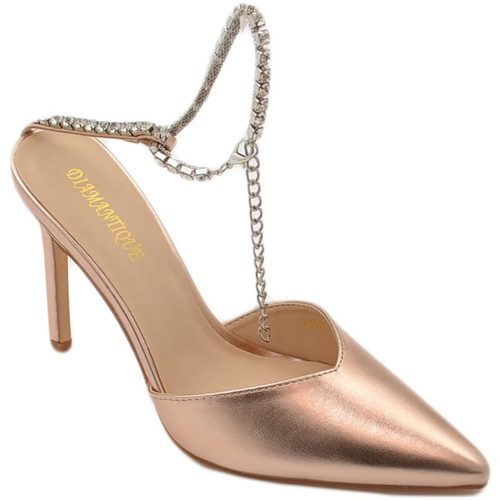 Scarpe Donna Décolleté Malu Shoes Decollete' donna gioiello elegante in ecopelle oro rosa tacco a Oro