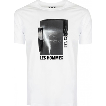Abbigliamento Uomo T-shirt maniche corte Les Hommes LLT215-717P | Round Neck T-Shirt Bianco