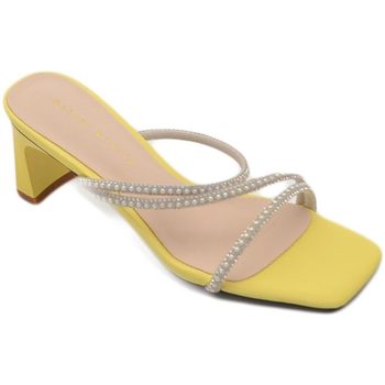Scarpe Donna Sandali Malu Shoes Sandali mules donna giallo gioiello con tacco squadrato largo 5 Giallo