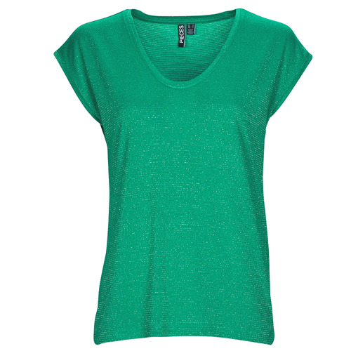 Abbigliamento Donna T-shirt maniche corte Pieces PCBILLO TEE LUREX STRIPES Verde