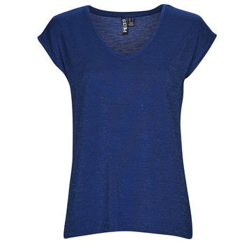 Abbigliamento Donna Top / T-shirt senza maniche Pieces PCBILLO TEE LUREX STRIPES Blu