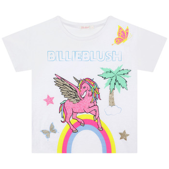 Abbigliamento Bambina T-shirt maniche corte Billieblush U15B02-10P Bianco / Rosa