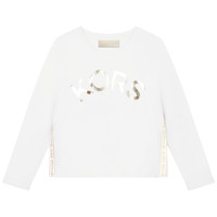Abbigliamento Bambina T-shirts a maniche lunghe MICHAEL Michael Kors R15165-10P-C Bianco / Oro