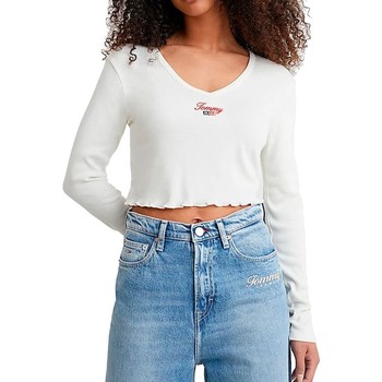 Abbigliamento Donna T-shirts a maniche lunghe Tommy Jeans Signature classic logo Bianco