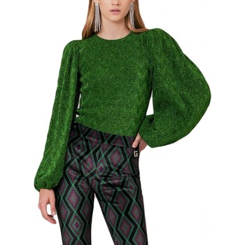 Abbigliamento Donna T-shirt & Polo GaËlle Paris Blusa In Jersey Lurex Con Manica A Sbuffo Verde