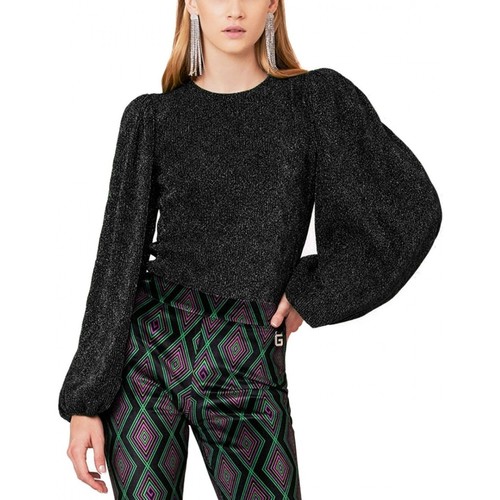 Abbigliamento Donna T-shirt & Polo GaËlle Paris Blusa In Jersey Lurex Con Manica A Sbuffo Nero
