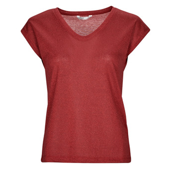 Abbigliamento Donna T-shirt maniche corte Only ONLSILVERY S/S V NECK LUREX TOP Rosso