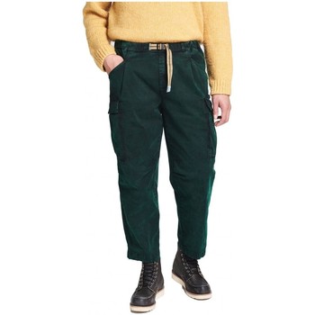 Abbigliamento Uomo Jeans White Sand Pantalone Cargo Effetto Maltinto Verde Verde