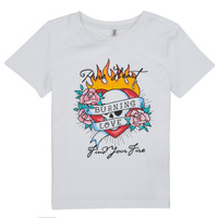 Abbigliamento Bambina T-shirt maniche corte Only KOGALICE-REG-S/S-BURNING-TOP-BOX-JRS Bianco