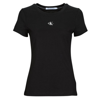 Abbigliamento Donna T-shirt maniche corte Calvin Klein Jeans MICRO MONO LOGO SLIM Nero