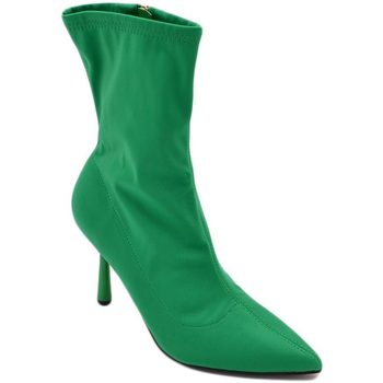 Scarpe Donna Tronchetti Malu Shoes Tronchetto stivaletto verde bosco donna in lycra effetto calzin Verde