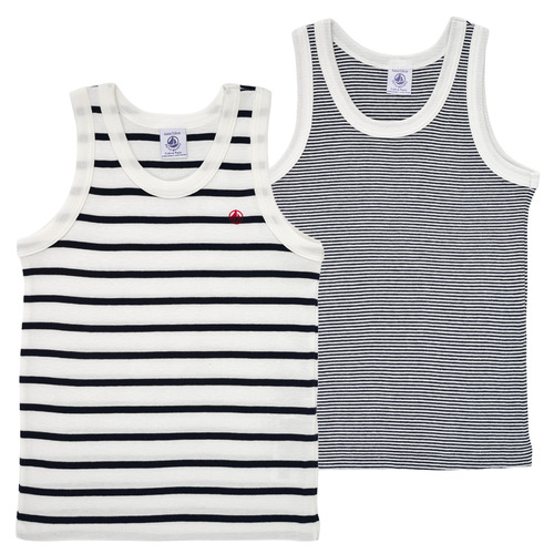 Abbigliamento Bambino Top / T-shirt senza maniche Petit Bateau A01DS00 X2 Bianco / Blu