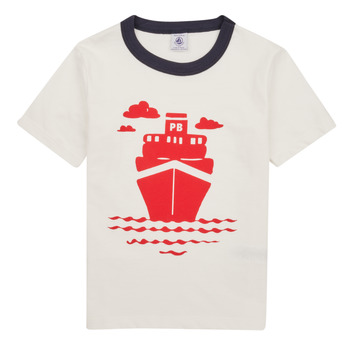 Abbigliamento Bambino T-shirt maniche corte Petit Bateau FOXY Bianco / Marine / Rosso