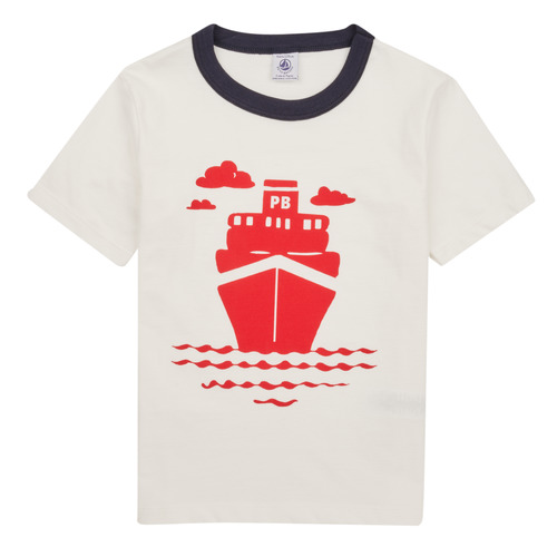 Abbigliamento Bambino T-shirt maniche corte Petit Bateau FOXY Bianco / Marine / Rosso