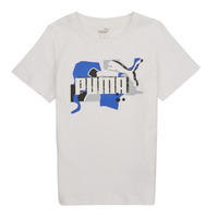 Abbigliamento Bambino T-shirt maniche corte Puma ESS COL LOGO Bianco / Blu