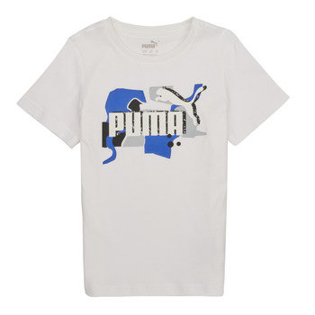 Abbigliamento Bambino T-shirt maniche corte Puma ESS COL LOGO Bianco / Blu