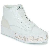 Scarpe Donna Sneakers alte Calvin Klein Jeans VULC FLATF MID WRAP AROUND LOGO Bianco
