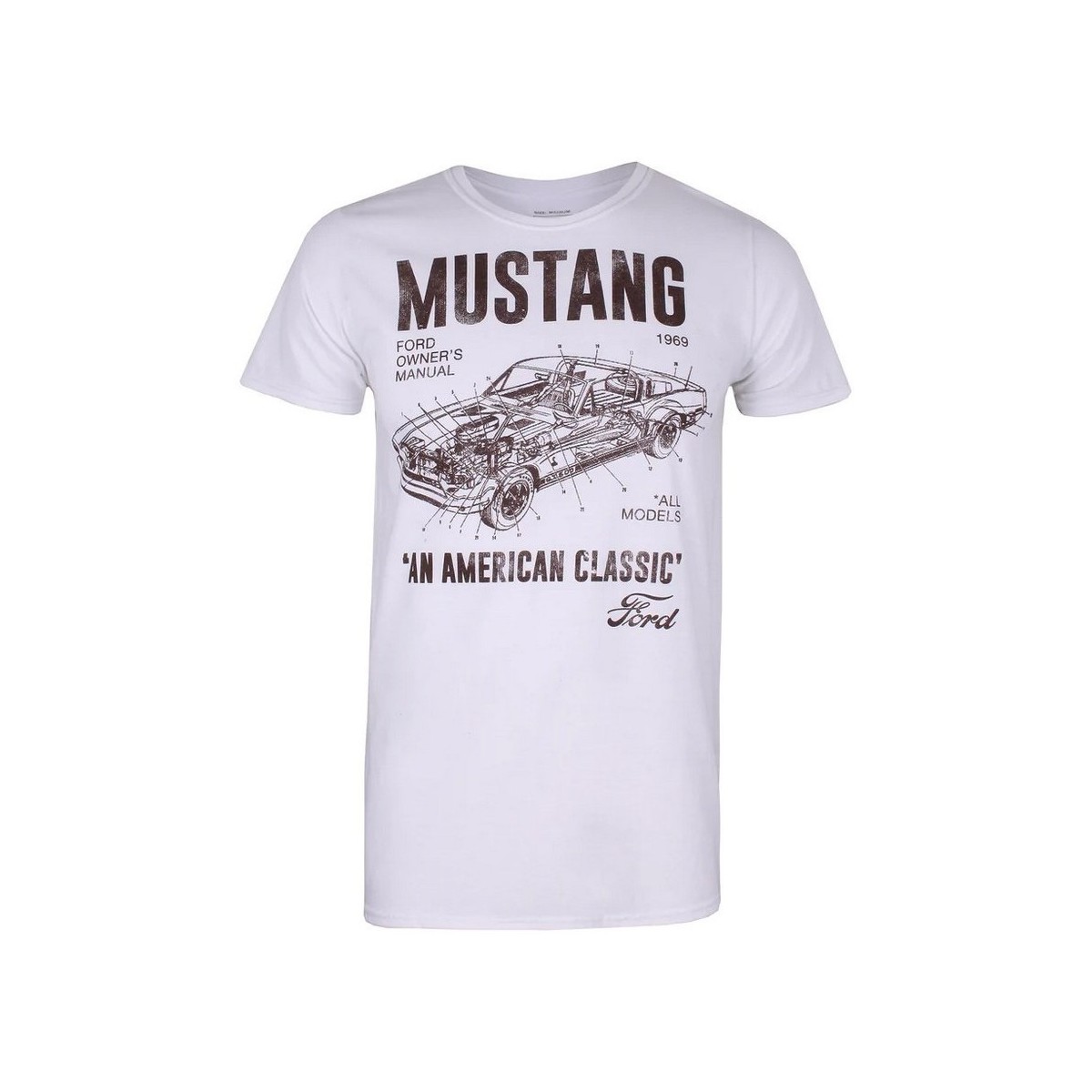 Abbigliamento Uomo T-shirts a maniche lunghe Ford Mustang Manual Bianco