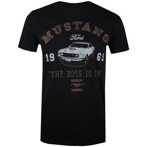 Abbigliamento Uomo T-shirts a maniche lunghe Ford Mustang The Boss Is In Nero