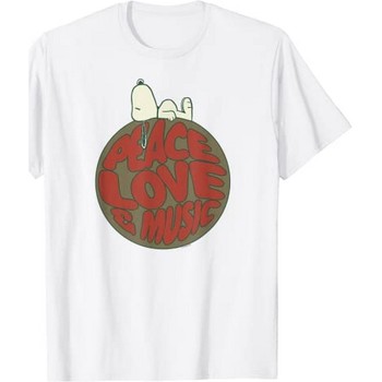 Abbigliamento Donna T-shirts a maniche lunghe Peanuts Far Out Peace Love And Music Bianco