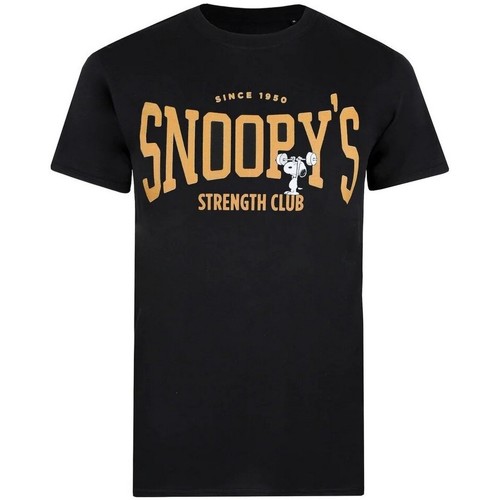 Abbigliamento Uomo T-shirts a maniche lunghe Peanuts Snoopys Strength Club Nero