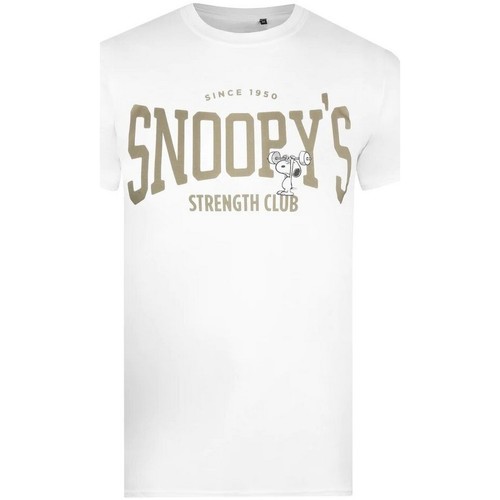 Abbigliamento Uomo T-shirts a maniche lunghe Peanuts Snoopys Strength Club Bianco