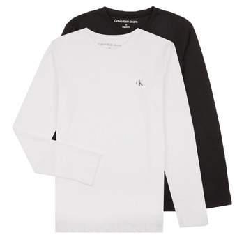 Abbigliamento Bambino T-shirts a maniche lunghe Calvin Klein Jeans 2-PACK MONOGRAM TOP LS X2 Nero / Bianco