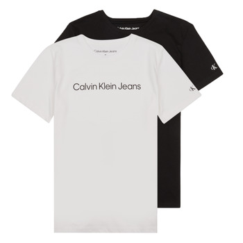 Abbigliamento Bambino T-shirt maniche corte Calvin Klein Jeans CKJ LOGO 2-PACK T-SHIRT X2 Nero / Bianco