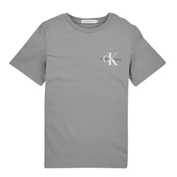 Abbigliamento Bambino T-shirt maniche corte Calvin Klein Jeans CHEST MONOGRAM TOP Grigio