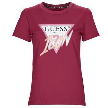 Abbigliamento Donna T-shirt maniche corte Guess SS CN ICON TEE Bordeaux