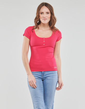 Guess SS KARLEE JEWEL BTN HENLEY Fucsia