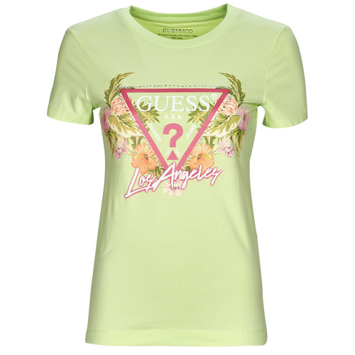 Abbigliamento Donna T-shirt maniche corte Guess SS CN TRIANGLE FLOWERS TEE Verde