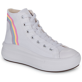 Scarpe Bambina Sneakers alte Converse CHUCK TAYLOR ALL STAR MOVE PLATFORM RAINBOW CLOUD HI Bianco / Multicolore
