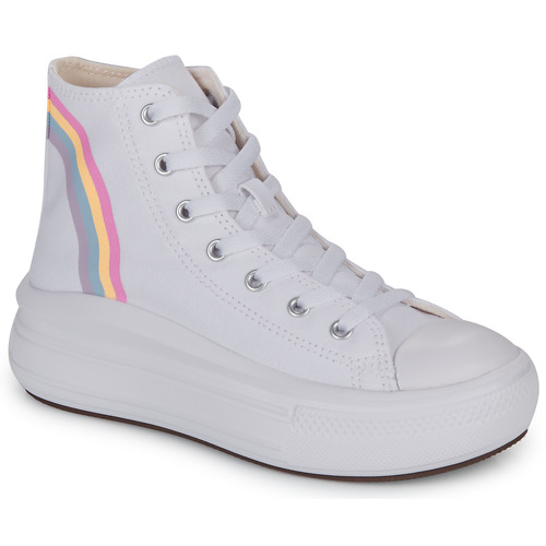 Scarpe Bambina Sneakers alte Converse CHUCK TAYLOR ALL STAR MOVE PLATFORM RAINBOW CLOUD HI Bianco / Multicolore
