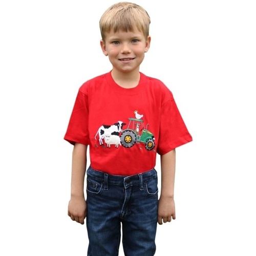 Abbigliamento Unisex bambino T-shirt maniche corte British Country Collection Farmyard Rosso