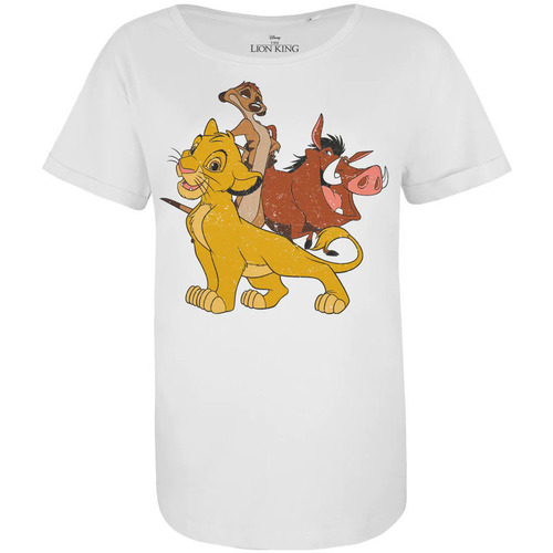 Abbigliamento Donna T-shirts a maniche lunghe The Lion King Simba & Friends Bianco