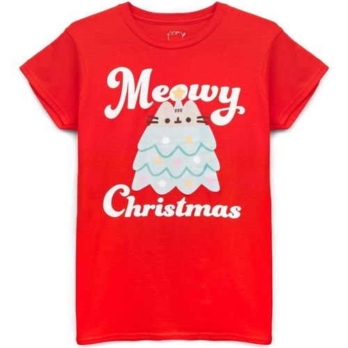 Abbigliamento Donna T-shirts a maniche lunghe Pusheen Meowy Christmas Rosso
