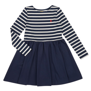 Abbigliamento Bambina Abiti corti Polo Ralph Lauren LS CN DR-DRESSES-DAY DRESS Marine / Bianco