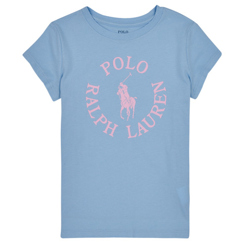 Abbigliamento Bambina T-shirt maniche corte Polo Ralph Lauren SS GRAPHIC T-KNIT SHIRTS-T-SHIRT Blu / Cielo / Rosa
