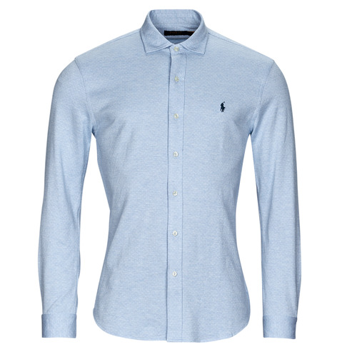 Abbigliamento Uomo Camicie maniche lunghe Polo Ralph Lauren CHEMISE COUPE DROITE Blu / Cielo / Bianco
