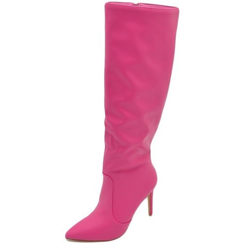 Scarpe Donna Stivali Malu Shoes Stivali alti donna al ginocchio in pelle rosa fucsia a punta ta Multicolore