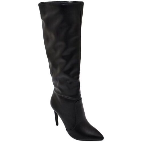 Scarpe Donna Stivali Malu Shoes Stivale alto donna nero a punta  lucido vernice effetto calzino Nero