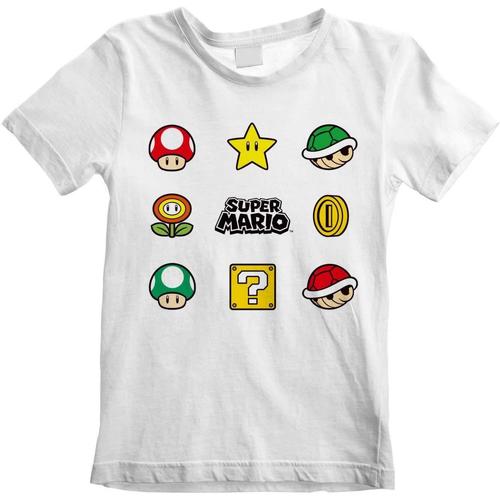 Abbigliamento Unisex bambino T-shirt & Polo Super Mario Items Bianco