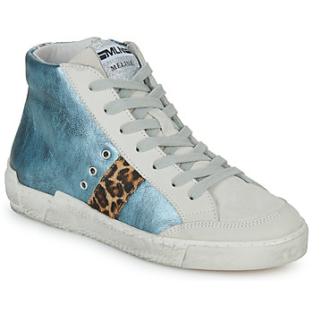 Scarpe Donna Sneakers alte Meline NKC1151 Blu / Leopard