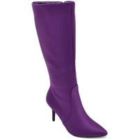 Scarpe Donna Stivali Malu Shoes Stivale alto viola donna in raso effetto calzino con tacco a sp VIOLA