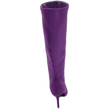 Malu Shoes Stivale alto viola donna in raso effetto calzino con tacco a sp Viola
