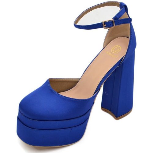 Scarpe Donna Décolleté Malu Shoes Scarpe donna platform Mary Jane blu royal cinturino alla cavigl Blu