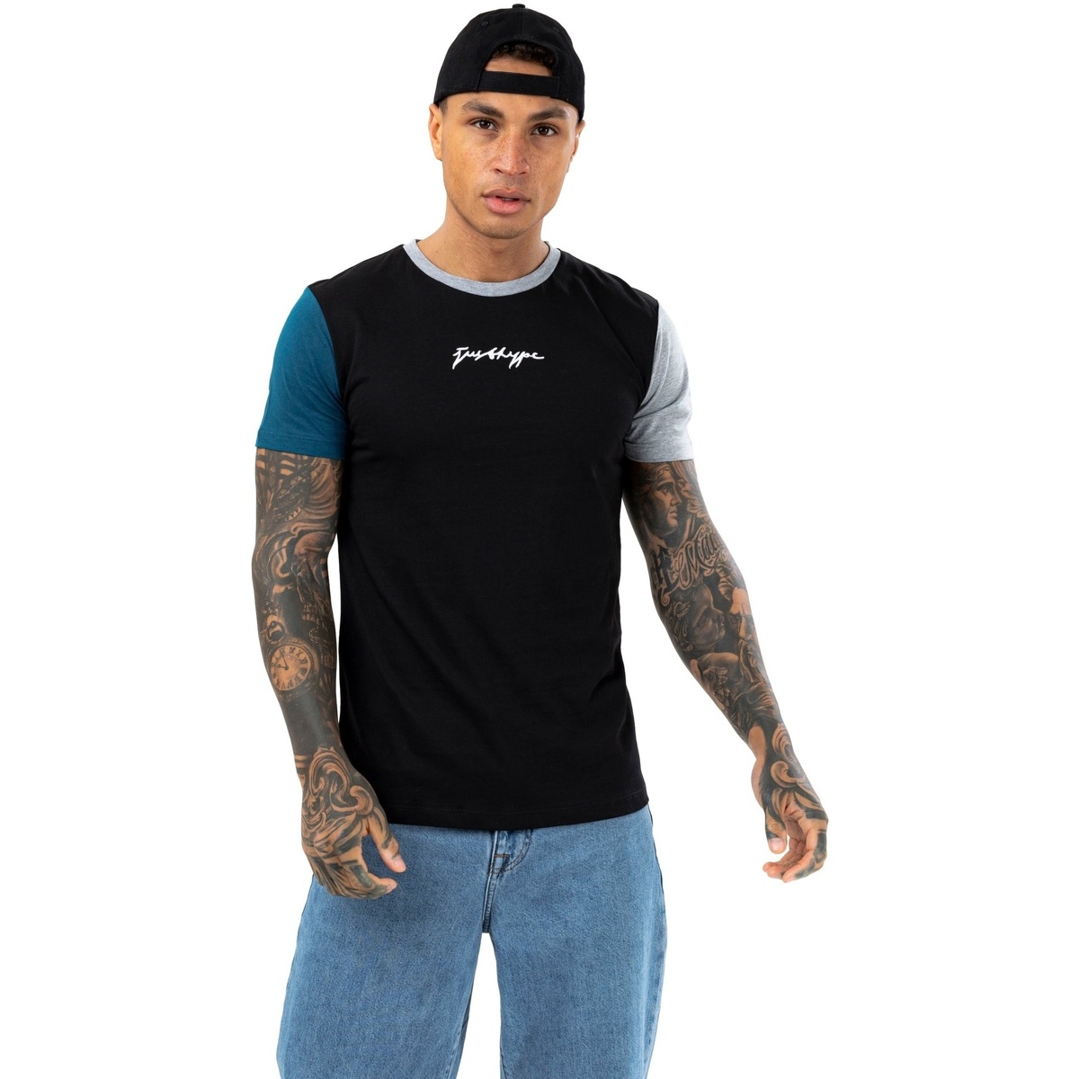 Abbigliamento Uomo T-shirts a maniche lunghe Hype Thompson Splice Nero