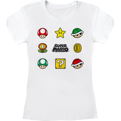 Abbigliamento Donna T-shirts a maniche lunghe Super Mario Items Bianco