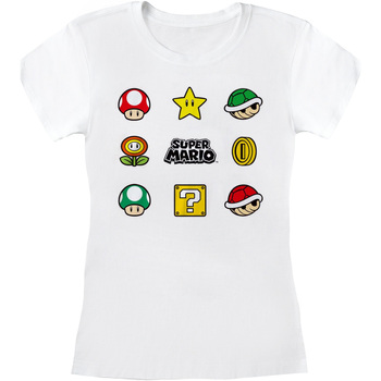 Abbigliamento Donna T-shirts a maniche lunghe Super Mario  Bianco